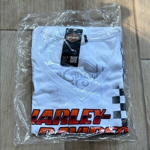 Harley-Davidson White and Black Short Sleeve Tee